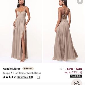 Azazie Marsol Taupe Backless A-Line Dress